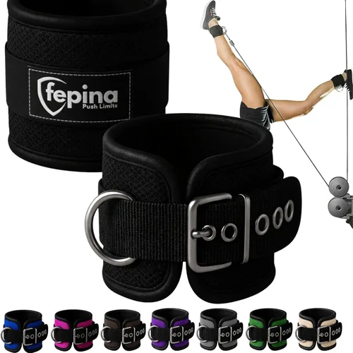 Correas de tobillo duraderas para máquinas de cable (paquete de 2) – Puños de tobillo ajustables para gimnasio para hombres y mujeres, cierre de