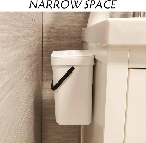 Miniatura 3 de stonespace Cubo de basura pequeño colgante con tapa debajo del fregadero para cocina, cubo de compostaje de 1.3 galones/5 L, contenedor de compost