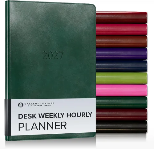 Miniatura 219 de Gallery Leather Agenda semanal y mensual grande 2025-2026, agenda y cuaderno con elegantes bordes de página dorados dorados, 12 meses, cactus Cactus