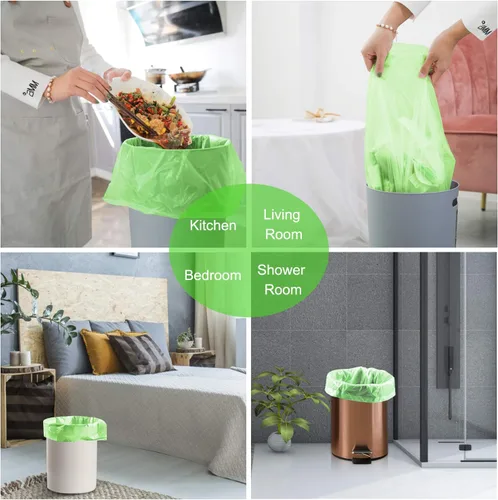 Miniatura 3 de MAVGV Bolsas de basura pequeñas de 4 galones, 100 bolsas de basura fuertes para baño, bolsas de basura para el hogar, oficina, cocina (verde)