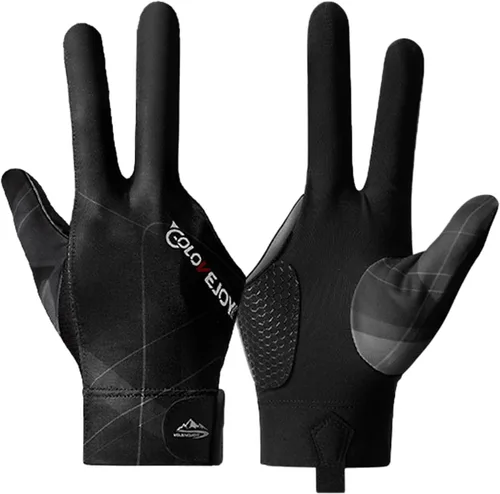 Miniatura 10 de Guantes de billar para mano derecha, guantes de billar de 3 dedos, guantes de billar para taco de piscina, guantes de billar transpirables de secado