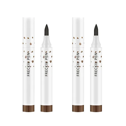 LOKFAR Juego de 2 bolígrafos de pecas, pecas falsas naturales y realistas, lápiz de maquillaje de pecas de color marrón mágico, herramienta de