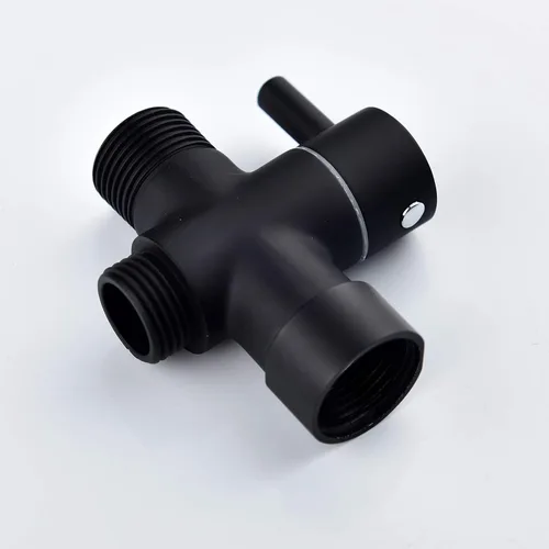Miniatura 5 de CIENCIA Válvula en T de 7/8 "Válvula desviadora de inodoro de 3 vías Adaptador de bidé de latón con apagado para rociador de inodoro de mano, negro