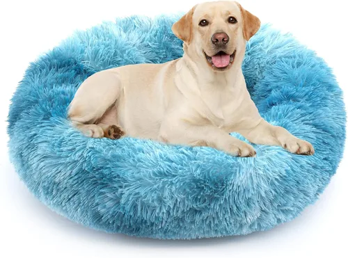 Miniatura 47 de NOYAL Cama Calmante en Forma de Rosquilla para Perros Pequeños a Medianos y Gatos - Cama para Mascotas de Felpa de Piel Sintética Anti-Ansiedad