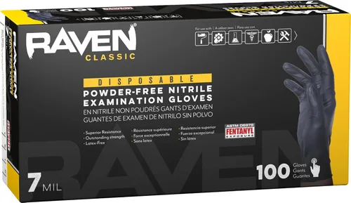 Miniatura 2 de SAS Raven - Guantes desechables de nitrilo sin polvo, 10 cajas/100 unidades de consumo, 1000 guantes en total, 7 mil - sm, sin látex, productos