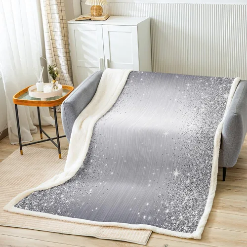 Manta para niños con estampado abstracto (sin purpurina), manta gris mullida para niños y niñas, manta con estampado de dibujos animados para cama,