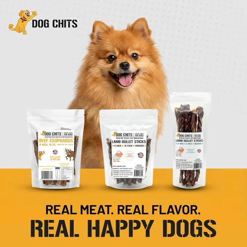 Miniatura 7 de Dog Chits Masticables de esófago de cordero para perros y cachorros – Ingrediente único natural – Golosinas de cordero altas en proteínas y bajas