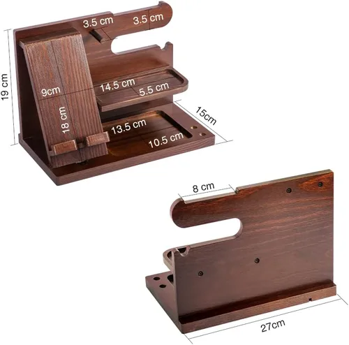Miniatura 3 de Gifts for Men Wood Phone Docking Station for Mens Gifts for Christmas Husband Anniversary Dad Birthday Gifts for Men or Dad - Nightstand Organizer