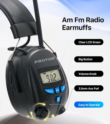 Miniatura 4 de Digital AM FM Radio Headphones, Hearing Protection Earmuff for Adult, 30dB SNR for Mowing, Construction, Chainsaw