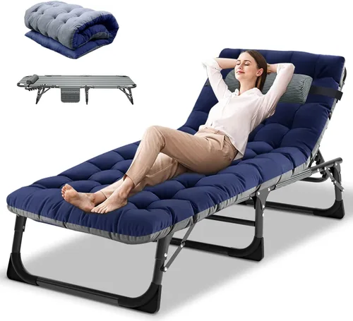 DoCred Sillón plegable, 5 posiciones, ajustable, plegable, cama para dormir, tumbona, tumbona, perfecta para tomar el sol, campamento, piscina,