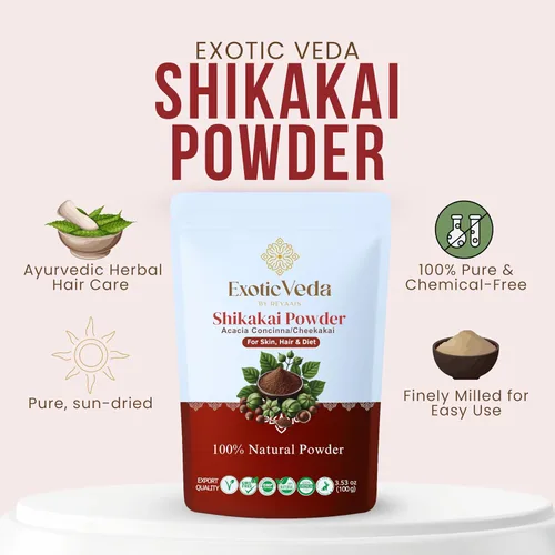 Miniatura 2 de Shikakai Powder 100% puro y natural - Limpiador y acondicionador ayurvédico sin químicos - Nutre el cabello, mejora el brillo, la suavidad