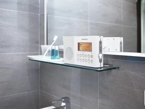 Miniatura 5 de Sangean H201 Radio de ducha AM/FM impermeable, radio de alerta meteorológica, color blanco