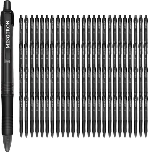 Paquete de 100 bolígrafos de gel de punta fina, tinta negra, sin manchas, apto para manos izquierdas, clic y retráctil, escritura suave, 0.020 in