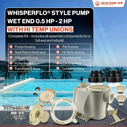 Miniatura 2 de Swimables Reemplazo completo de extremo húmedo compatible con bomba de piscina Pentair 357149 Funciona en todas las Whisperflo de 0.5 HP - 2 HP