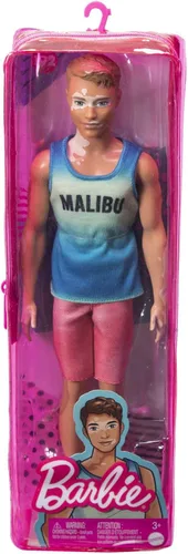 Miniatura 7 de Muñeca Barbie Fashionistas Ken #192 con Cabello Castaño Recortado y Vitiligo en Tank Top Malibu, Shorts y Sandalias
