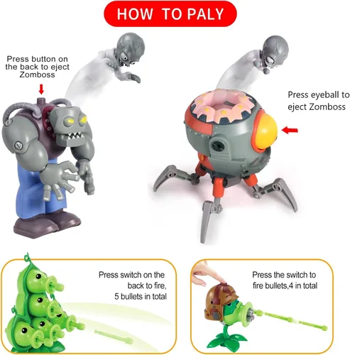 Miniatura 7 de ROLOSO Plantas y Zombis - Figuras de Juguetes vs Lanzaguisantes - Favores de Fiesta, Decoraciones de Cumpleaños, Suministros, Juego de Peluche Serie