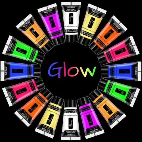 NewWay Pintura luminosa de neón para rostro y cuerpo que brilla en la oscuridad, suministros de fiesta, maquillaje, luz de pintura en crema para