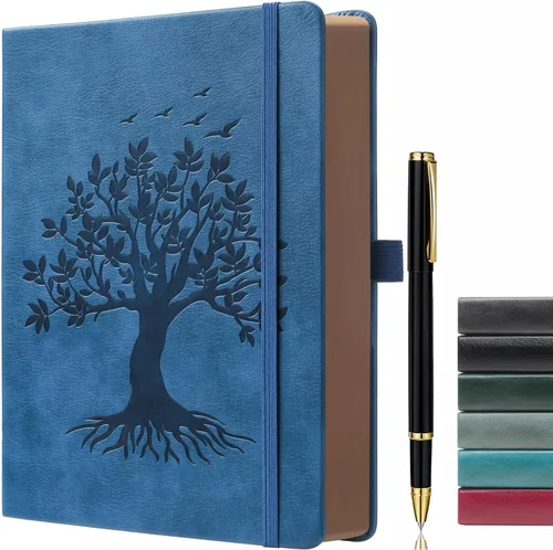 ZXHQ Cuadernos A5 de 360 páginas rayadas con bolígrafo, diarios para mujeres y hombres, diseño de árbol de la vida, bolsillo interior fino con borde
