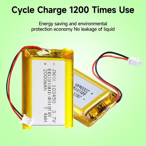 Miniatura 7 de 103450 Batería 3.7V 2000mAh 7.4wh Lipo Batería recargable con 2 cables JST 0.079 in Conector para altavoz y dispositivo inalámbrico (paquete de 1)