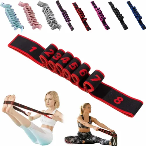 Miniatura 10 de Banda de resistencia de fitness para estiramiento y yoga, bandas de resistencia con asas para brazos, ejercicio de tirador de moda, bandas
