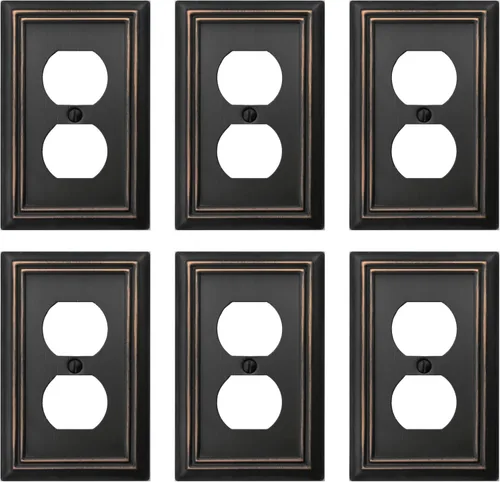 Miniatura 22 de OKAWYC Cubierta de Interruptor de Luz Doble Toggle/Decorador Individual Placa de Pared de Metal Adler, Paquete de 2 Bronce Envejecido 3 Gang