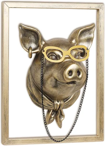 Miniatura 11 de Newinhome Paquete de 5 cabezas de animales para decoración de pared (marco de metal de regalo), esculturas de animales de resina, decoración