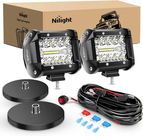 Miniatura 7 de Nilight 2 módulos LED de 4 pulgadas de 60 W con soportes de montaje de enganche de remolque de 2.5 pulgadas, luces LED de respaldo de reversa