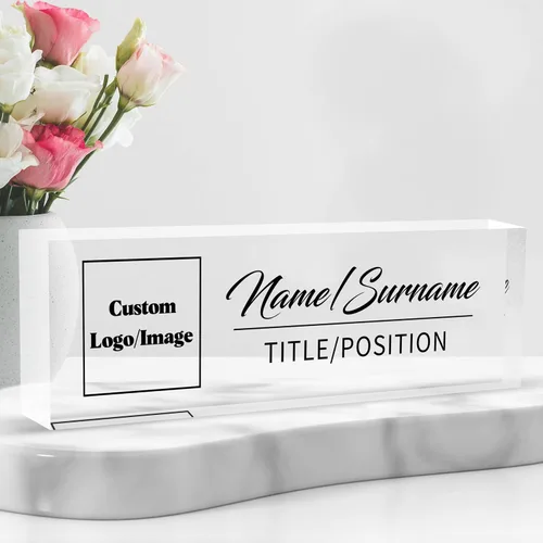 Miniatura 25 de Placa de nombre personalizada para escritorio, placa de nombre de escritorio de acrílico personalizada, regalos de agradecimiento a los empleados