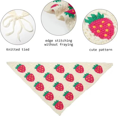 Miniatura 3 de AWAYTR Crochet Bandana Head Kerchief Hair Scarf 2Pcs Knitted Scarves Tie Bcak Floral Headwrap for Women Girls