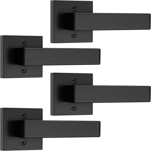 Miniatura 28 de Probrico Paquete de 2 manijas de puerta simuladas negras, manija de puerta de una sola cara para armarios, puertas francesas, juego de pomos Negro