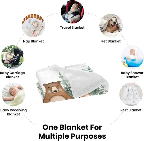 Miniatura 7 de Manta de bebé personalizada de animales del bosque para niños y niñas, manta de bebé personalizada con nombre Adventure Awaits Stuff recién nacido
