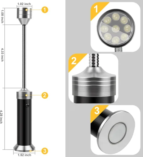 Miniatura 4 de KOSIN - Luces LED para parrilla de asador con base magnética, muy brillantes, cuello de ganso flexible de 360 grados, regalos para hombres, papá