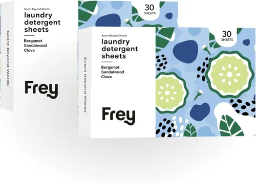 FREY Hojas de detergente para ropa derivadas de plantas, 60 unidades (paquete de 2) - Tiras de detergente ecológicas sin líquido, láminas ecológicas