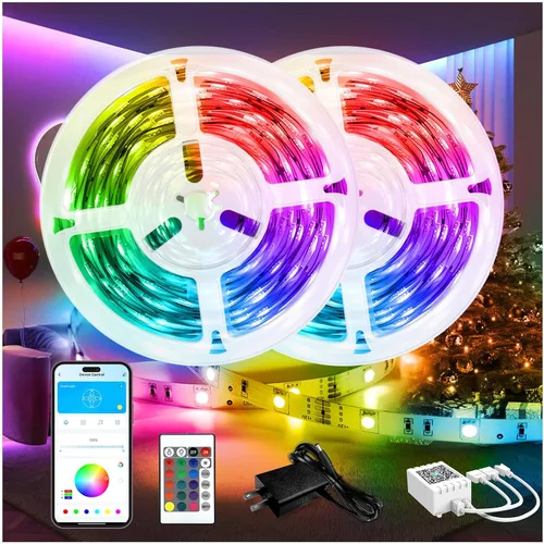 Miniatura 9 de DAYBETTER - Luces LED de 65.6 pies, tira de luces LED RGB 5050 flexibles que cambian de color, 2 rollos de luces LED de 32.8 pies para decoración