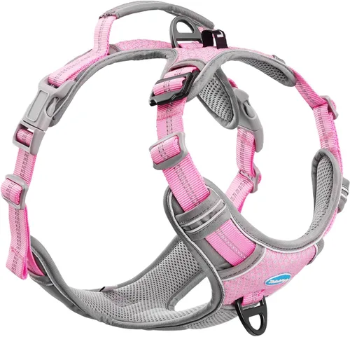 Miniatura 20 de ThinkPet Arnés deportivo transpirable, antitirones para perro, con asa, arnés reflectante y ajustable para perros medianos o grandes, clip trasero