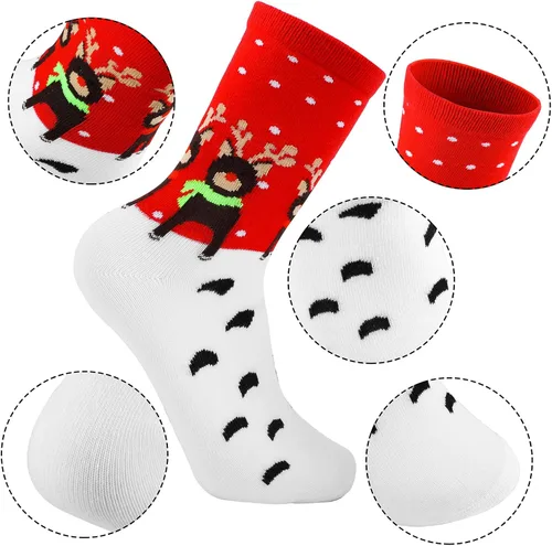 Miniatura 2 de Cooraby Juego de 20 pares de calcetines de algodón suave y cálido para mujer, regalo de Navidad, Rojo y verde