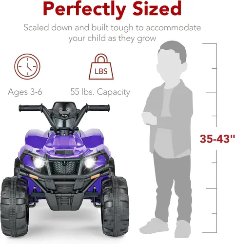 Miniatura 6 de Best Choice Products ATV eléctrico de 12V para niños montable, juguete de coche cuatriciclo de 4 ruedas con audio Bluetooth, velocidad máxima de 2.4