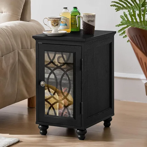 Miniatura 20 de Joaxswe Mesa auxiliar estrecha con puerta de cristal, mesita de noche de 18 x 14 pulgadas con estante ajustable, organizador de gabinete