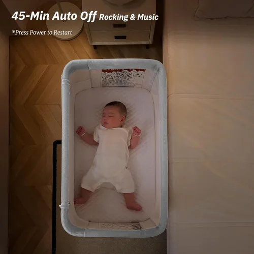 Miniatura 8 de VaVaSoo Moisés Mecedor para Bebé, Moisés Eléctrico Automático de Cabecera, Cuna de Cabecera para Bebé con 5 Alturas Ajustables para Infantes de 0-6