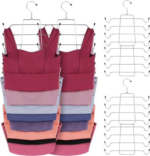 Miniatura 19 de ZEDODIER Paquete de 2 Perchas para Camisetas sin Mangas que Ahorran Espacio, Perchas para Sujetadores para Organizador de Armario, Organizador Oro