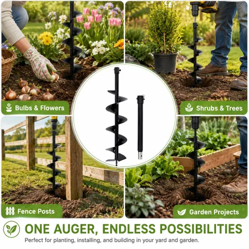 Miniatura 7 de Broca de repuesto de 6 x 31 pulgadas para agujeros de poste, excavadora de tierra, taladro de plantación, máquina para hacer agujeros de valla