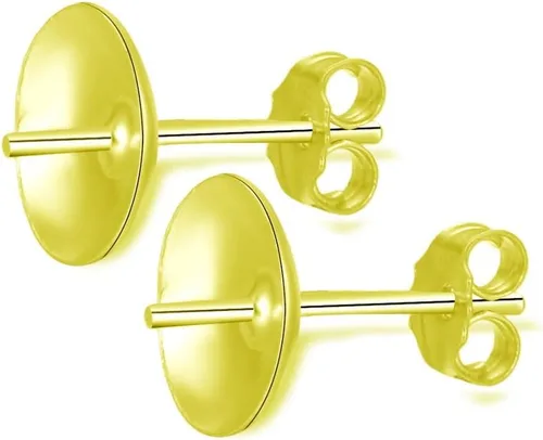 Miniatura 7 de Adabele - 10 pendientes de plata de ley 925 auténtica de 0.035 in, pin de 0.12 pulgadas, pegamento pequeño en taza de perla, 10 piezas de tuerca