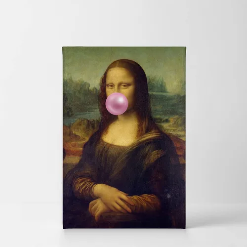 Miniatura 2 de Smile Art Design Obra maestra de Leonardo Da Vinci Mona Lisa - Lienzo impreso en lienzo con diseño de chicles rosados, pinturas famosas, arte
