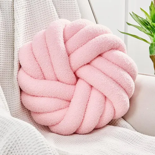 Miniatura 11 de Uvvyui Almohadas de Nudo, Almohadas Decorativas de 14 Pulgadas, Almohadas Redondas, Cojín Suave Hecho a Mano, Almohada de Bola Anudada, Cojín