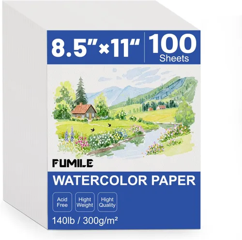 Miniatura 9 de 200 hojas de papel de acuarela de 5 x 7 pulgadas a granel, papel de color blanco de 140 libras/300 GSM para niños, adultos y artistas. Papeles