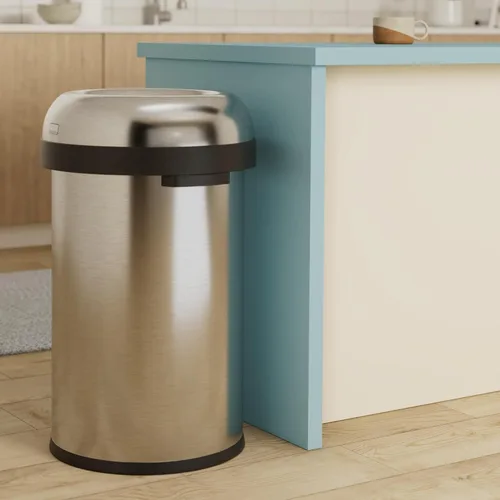 Miniatura 2 de simplehuman - Tacho de basura abierto Bullet de 115 litros / 30 galones, grado comercial, acero inoxidable cepillado de calibre pesado