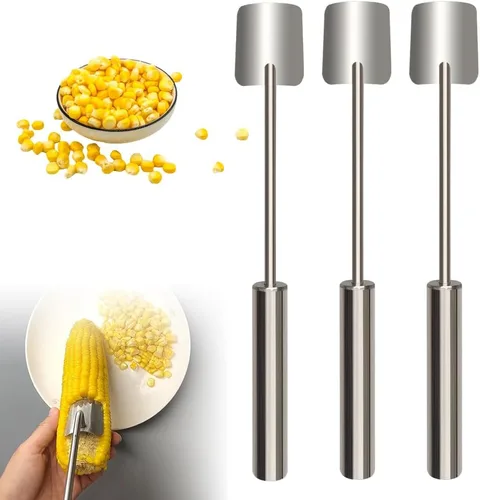 Miniatura 9 de Pelador de maíz para pelar maíz en la mazorca, herramienta para pelar maíz de acero inoxidable de mango largo 2025, herramientas de eliminación 1
