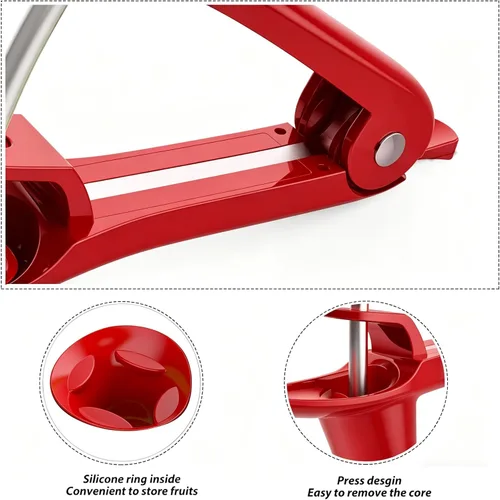 Miniatura 4 de Cherry Pitter - Makmzoon - Cortador de cerezas de acero inoxidable para hacer mermelada de cereza (rojo)