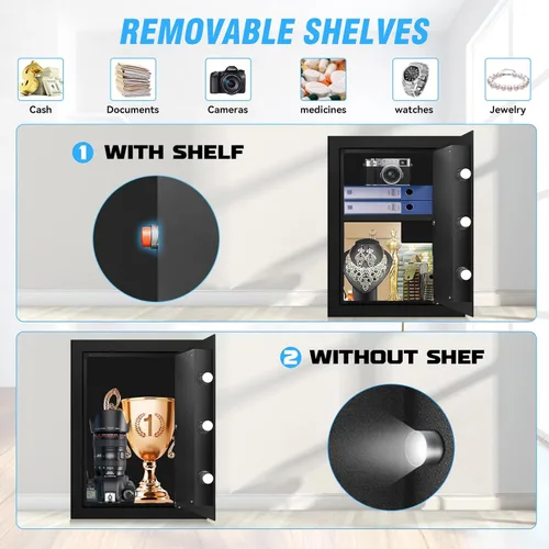 Miniatura 4 de Caja de seguridad grande de 2.5 pies cúbicos con resistencia al fuego e impermeable para documentos - Caja de seguridad personal de acero