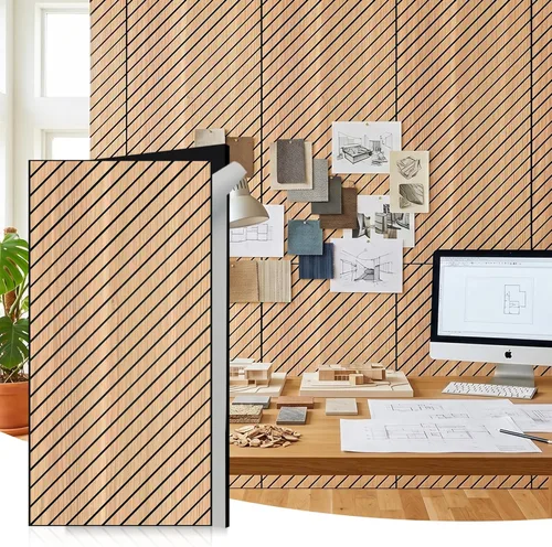 Miniatura 13 de WoveN SounD Slat Acousitc - Paneles de pared de 47.2 x 23.6 pulgadas, decoración de pared a prueba de sonido, diseño autoadhesivo con amortiguación